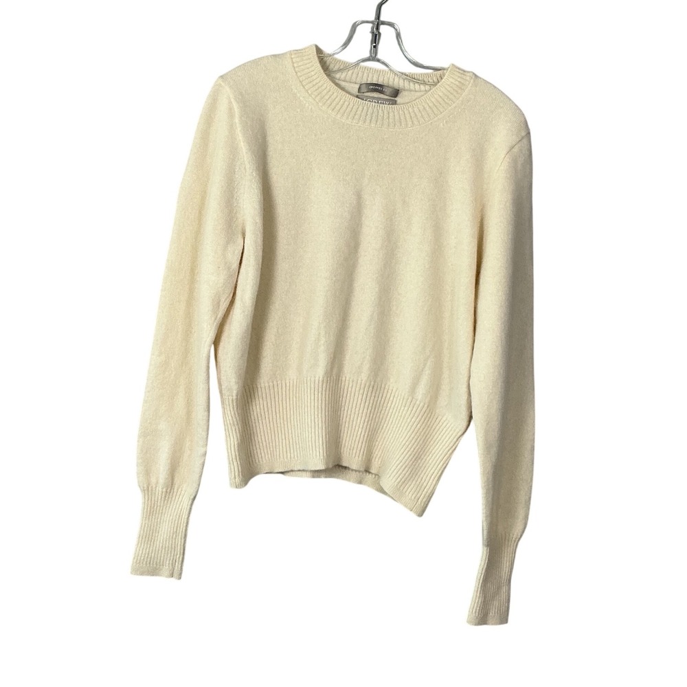 J.Crew Womens Cream 100% Cashmere Cropped Crewneck Sweater Small